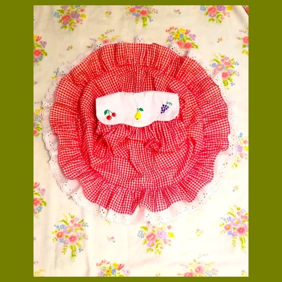 A Tiny Tots Original VTG Girl’s Gingham Embroidered Ruffle Circle Skirt Dress - Picture 4 of 8